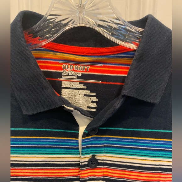 Old Navy Youth Striped Collared Polo Shirt - Size XL (14) - Picture 2 of 3